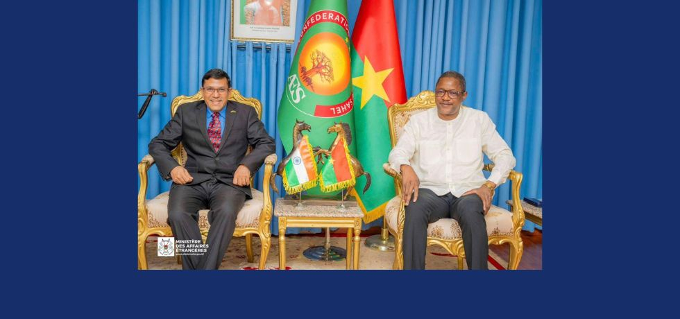  Ambassador O.P. Meena paid a courtesy call on H.E. Karamoko Jean Marie Traoré, Minister of Foreign Affairs of Burkina Faso.